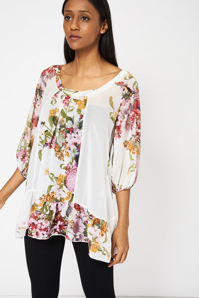 Floral Print Ruffle Hem Top