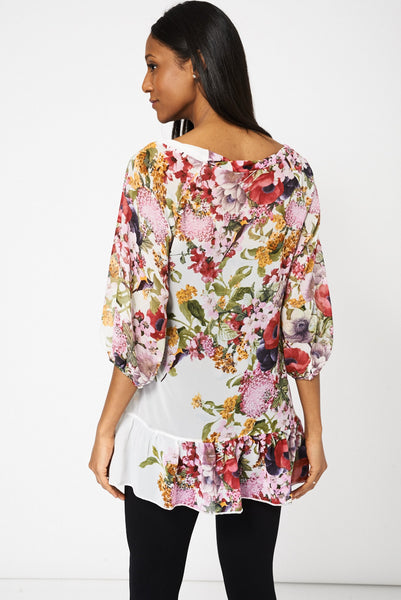 Floral Print Ruffle Hem Top