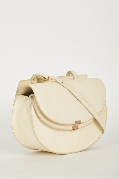 Ladies Beige Crossbody Shoulder Bag With Twin Magnet Closure