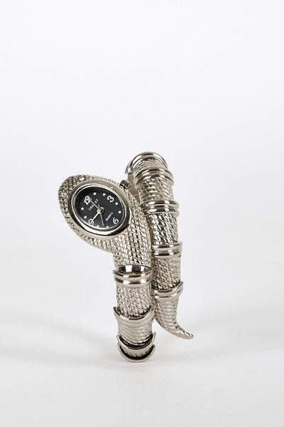 Silver Coloured Snake Wraparound Bracelet Watch