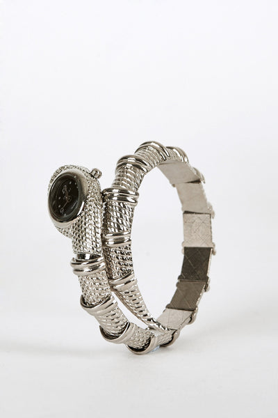 Silver Coloured Snake Wraparound Bracelet Watch