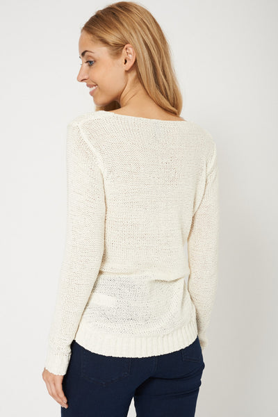 Lovely Crochet Cable Knit Cream Jumper Ex-Branded