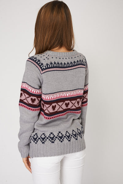 Contrast Knit Jumper With Sweethess Print