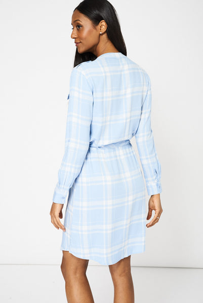 Blue Drawstring Waist Shirt Dress Ex-Branded