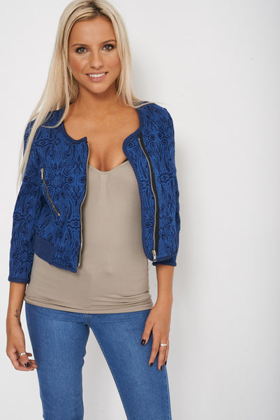 Textured Zipper Crop Jacket