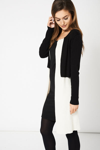 Black And Cream Overlay Cardigan Ex-Branded