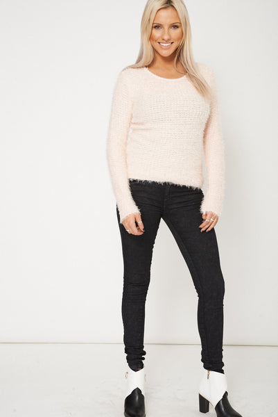 Fluffy Feel Knitted Peach Jumper