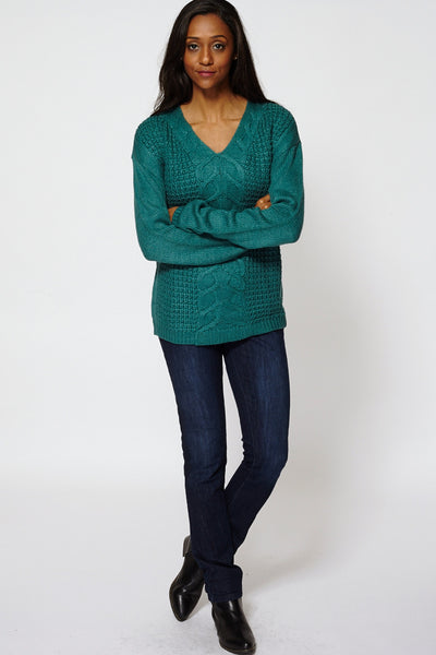 Cable Knit V-Neckline Jumper