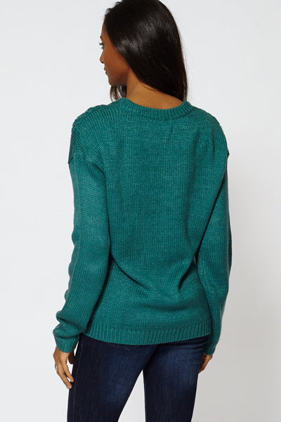 Cable Knit V-Neckline Jumper