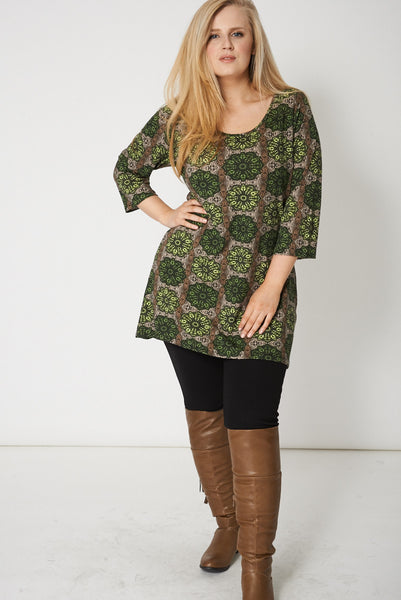 Bow Back Green Abstract Print Top