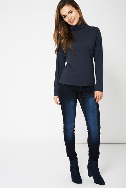 Charcoal Roll Neck Top Ex-Branded