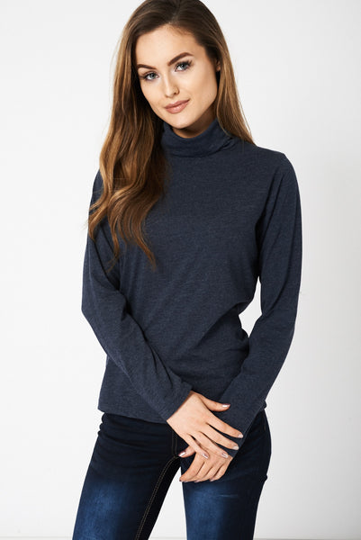 Charcoal Roll Neck Top Ex-Branded