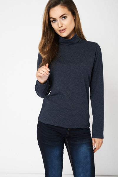 Charcoal Roll Neck Top Ex-Branded