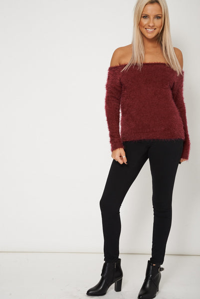 Plain Fluffy Long Sleeves Sweater Ex-Branded