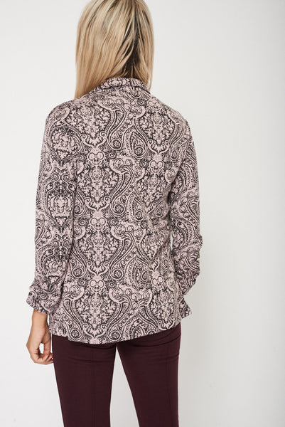 Abstract Print Cosy Long Sleeved Blazer With Front Pockets Available In Plus Sizes