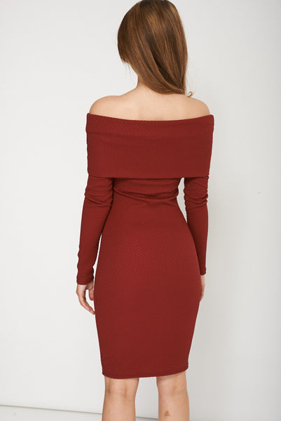 Lovely Burgundy Pencil Dress With Cowl Neck