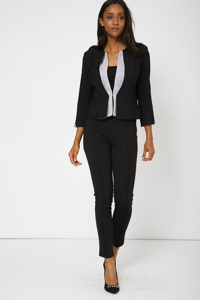 Black 3/4 Sleeve Crop Blazer