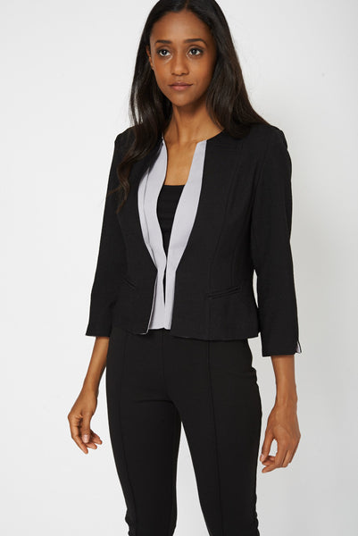 Black 3/4 Sleeve Crop Blazer