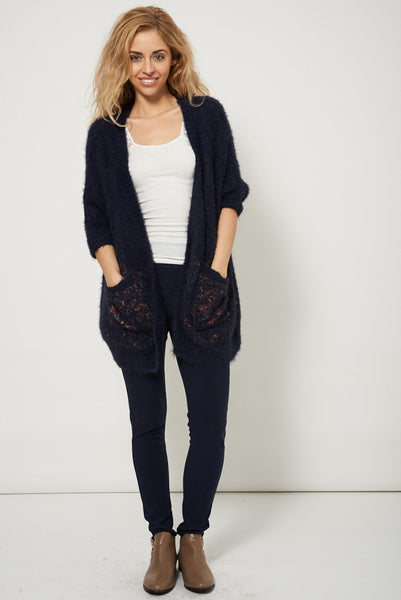 Coloured Stitched Super Soft Open Cardigan