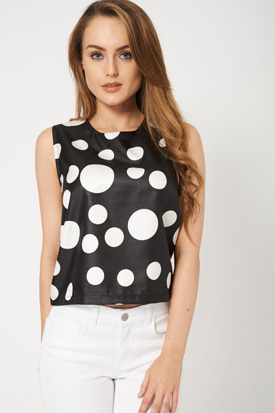 Black Polka Dot Sleeveless Top