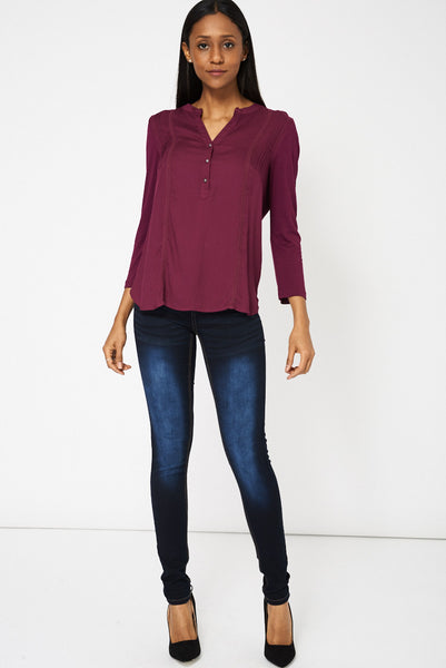 Purple Front Seam Detail Shirt Ex-Branded Available In Plus Sizes