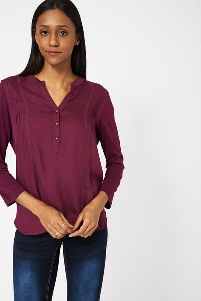 Purple Front Seam Detail Shirt Ex-Branded Available In Plus Sizes