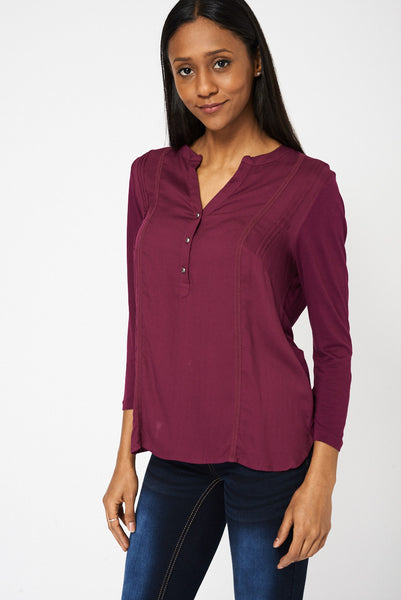 Purple Front Seam Detail Shirt Ex-Branded Available In Plus Sizes