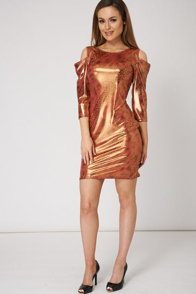 Glossy Abstract Printed Evening Dress