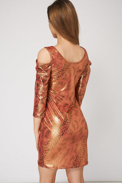 Glossy Abstract Printed Evening Dress