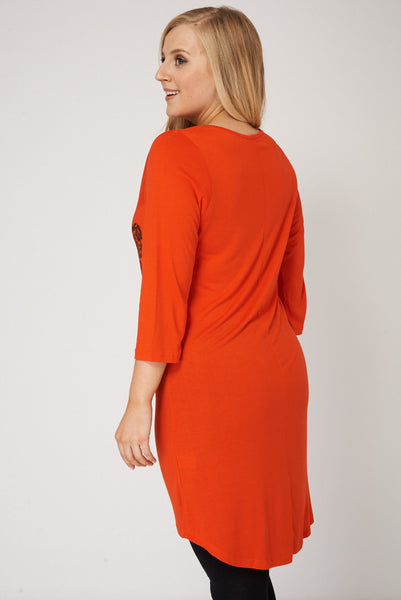 Orange Top With Floral And Love Print