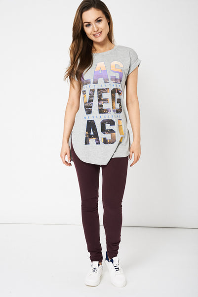 Grey Front Print T-shirt