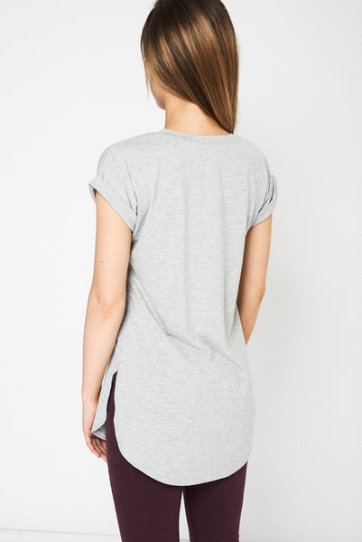 Grey Front Print T-shirt