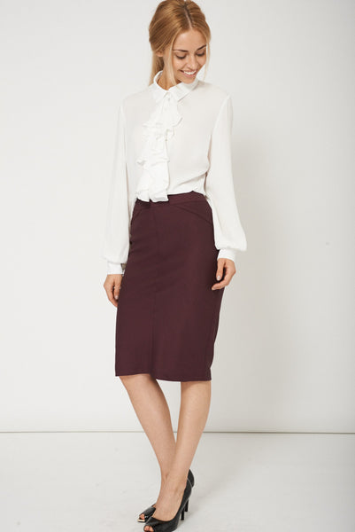 Classy Textured Pencil Skirt Available In Plus Sizes