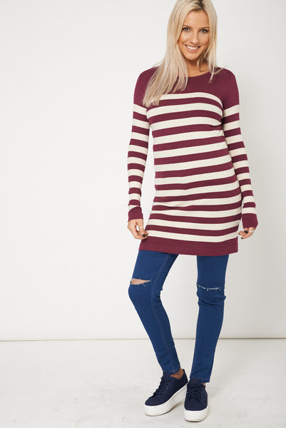 Long Knitted Striped Jumper Dress