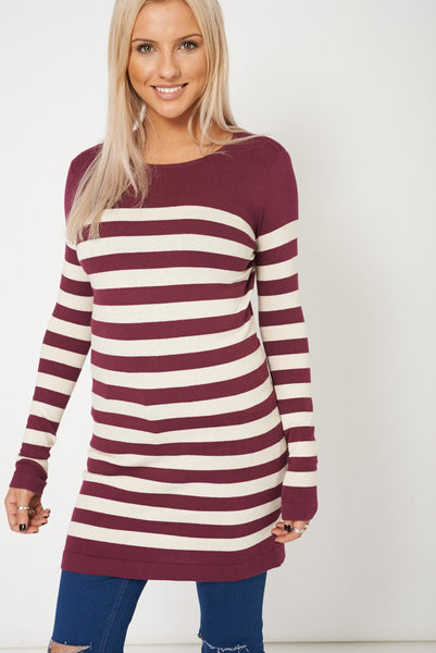 Long Knitted Striped Jumper Dress