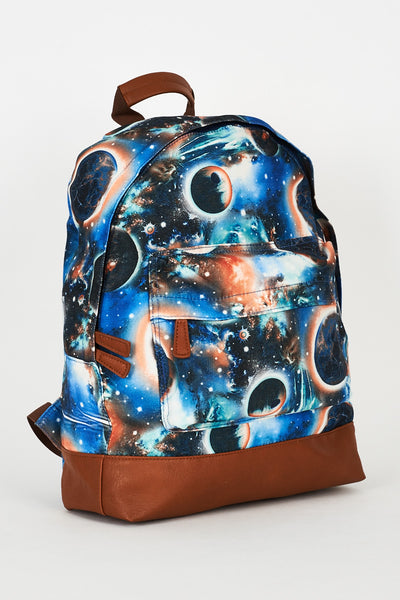 Galaxy Print Blue Canvas Backpack Design Bag