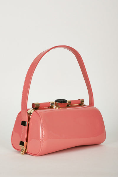 Chic Retro Patent Party Clutch Bag With Golden Framing