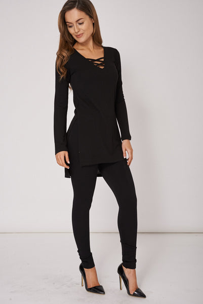 Black Dipped Hem Tunic Ex-Branded Available in Plus Sizes