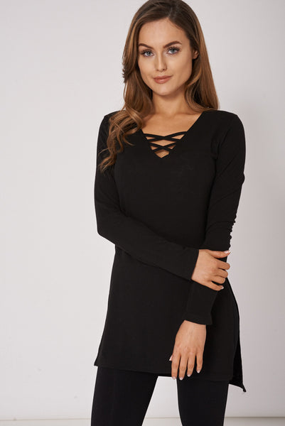 Black Dipped Hem Tunic Ex-Branded Available in Plus Sizes