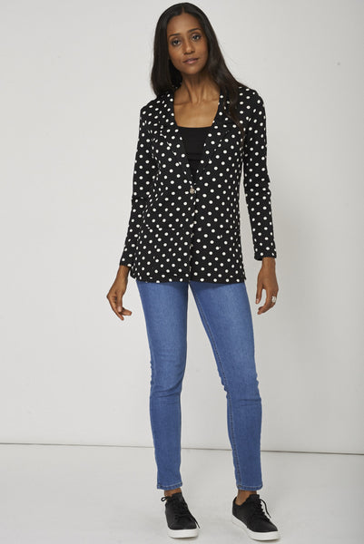 Single Button Polka-Dot Boyfriend Blazer