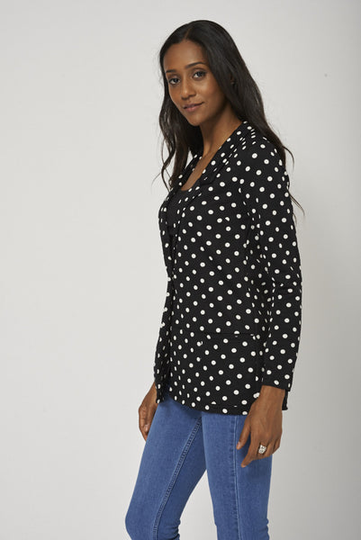 Single Button Polka-Dot Boyfriend Blazer