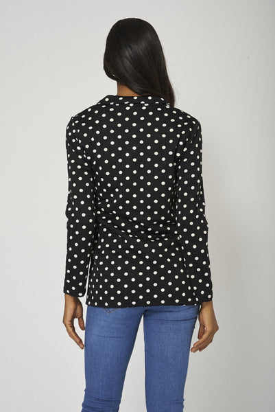 Single Button Polka-Dot Boyfriend Blazer