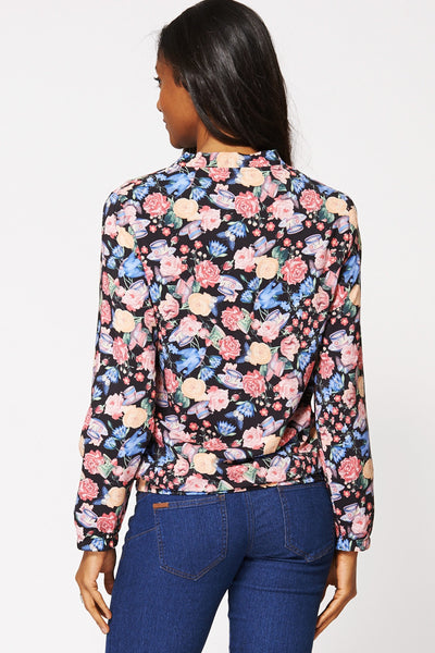 Floral Light Weight Cuff Bomber Jacket