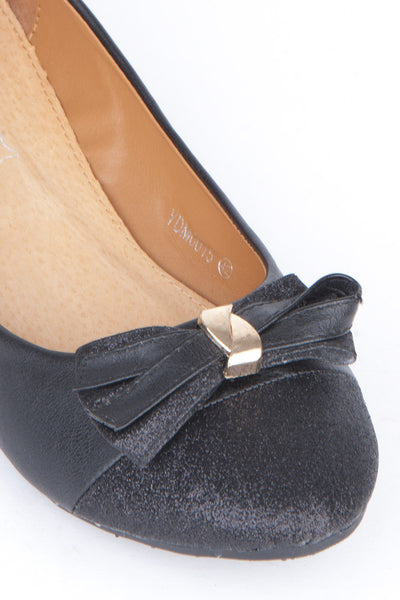 Large Size Bow Detail Sparkle Pumps