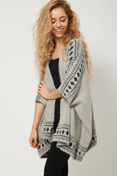 Luxury Fluffy Feel Grey Cardigan