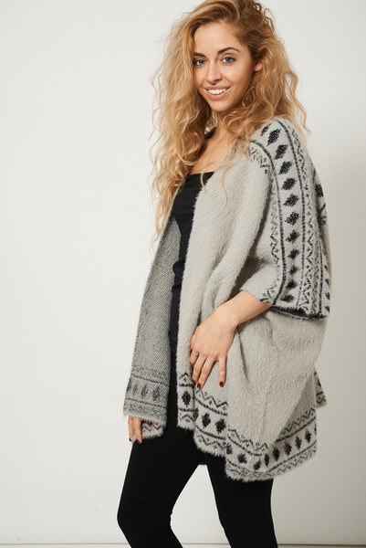 Luxury Fluffy Feel Grey Cardigan