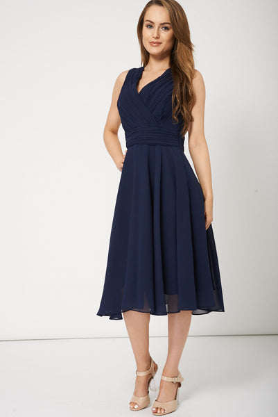 Elegant Navy Evening Dress For Ladies