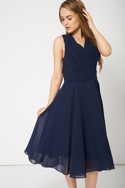 Elegant Navy Evening Dress For Ladies