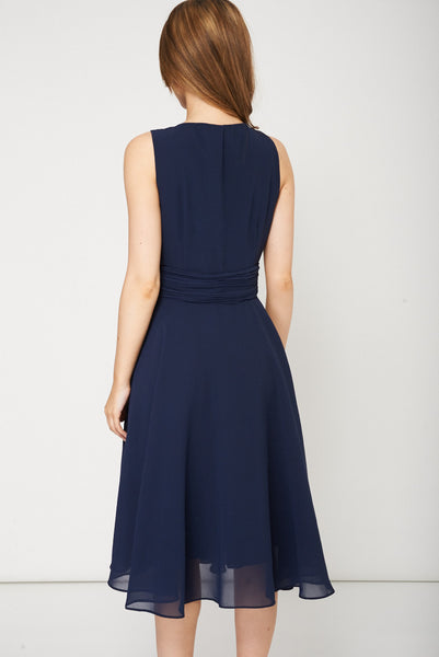 Elegant Navy Evening Dress For Ladies