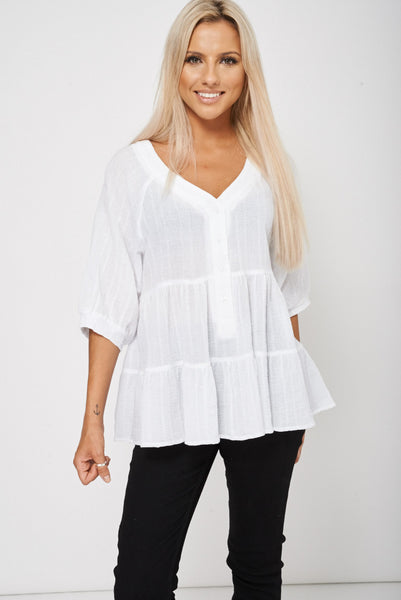 White Smock Textured Top